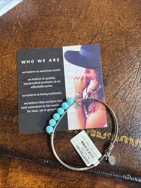 Turquoise Bead Wire Bracelet - Luca + Danni